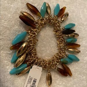 Turquoise Gold & Amber Stretchy colorful bracelet